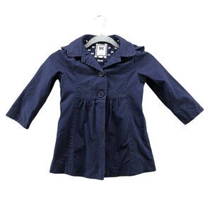 Gymboree Girls Size XS 4T Hooded Trench Coat Navy Blue Dress Coat‎ Lightweight